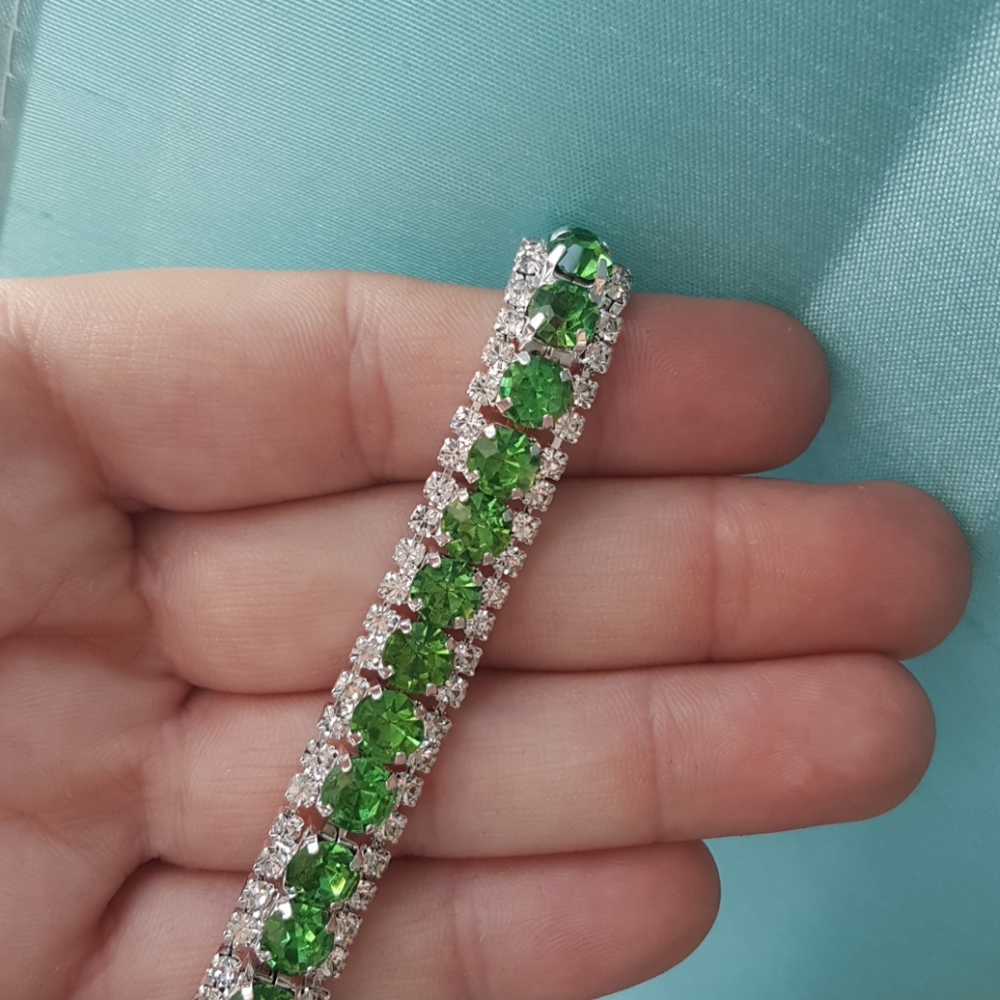 Silver Bracelet AAA with Green Austrian Zircon